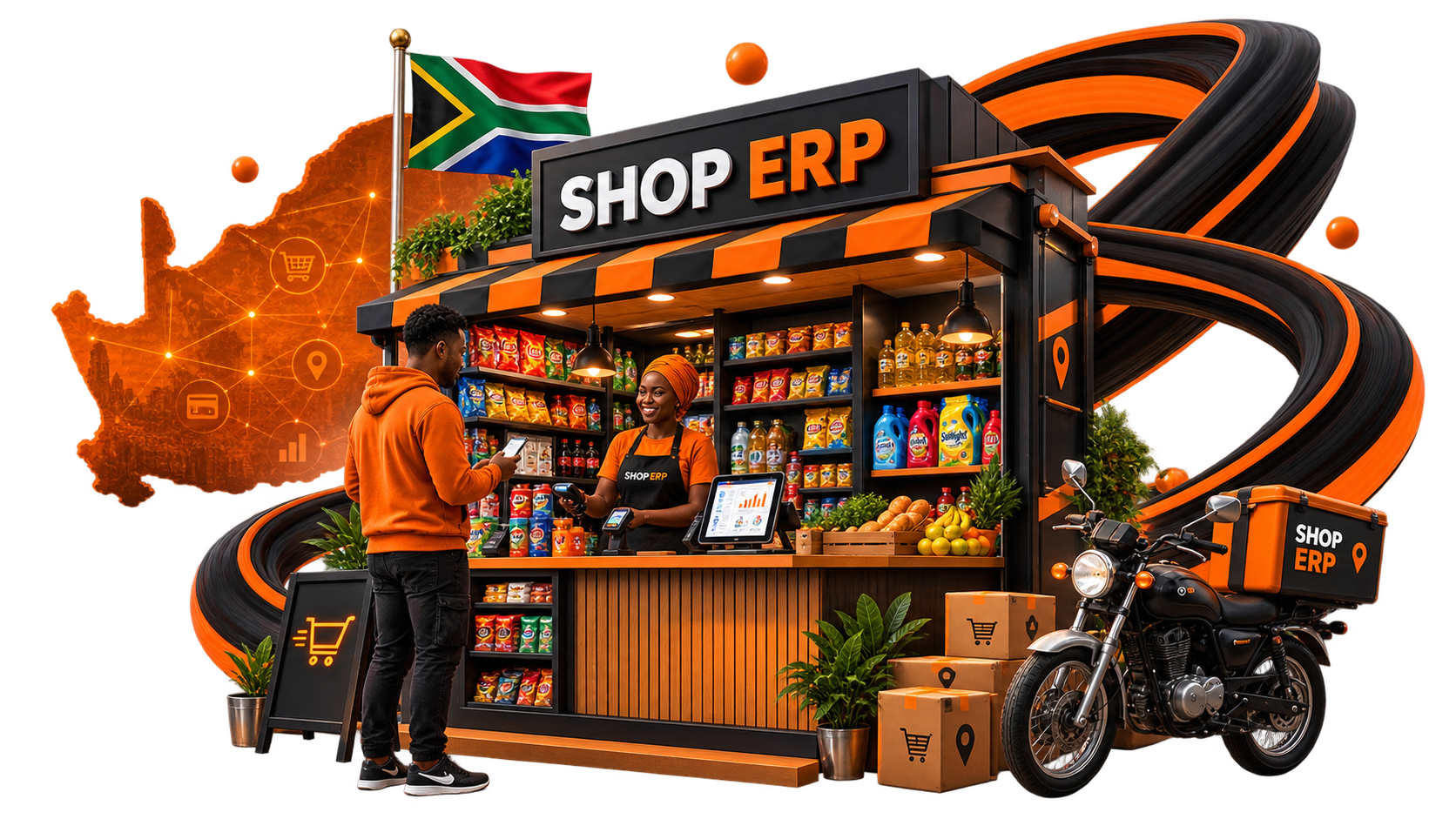 South African Shop ERP local store and delivery scene